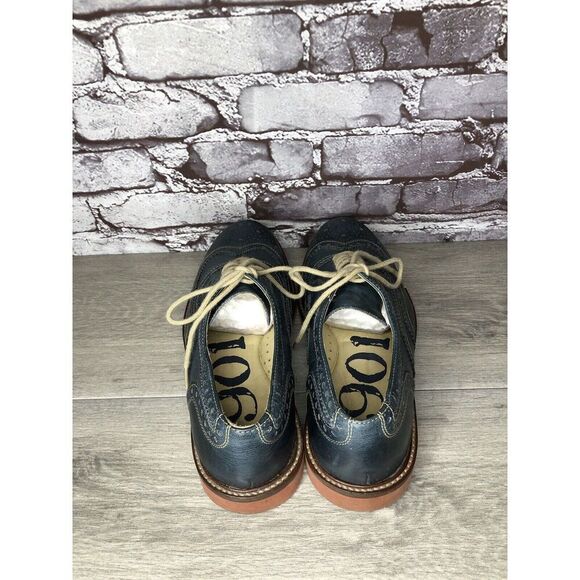 1901 Blue Leather Wingtip Oxfords Lace Up Shoes Men's Sz 9.5M US/43EU M72913 - Picture 6 of 16